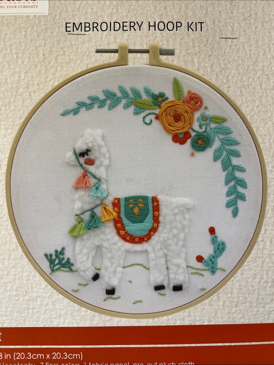 Crafts Other - Llama Embroidery Hoop Kit 8” x 8” DIY Floral Alpaca Craft Kit NIP